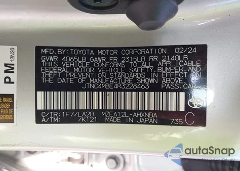 2024 Toyota Corolla Xse from USA, damaged, VIN JTNC4MBE4R3228463